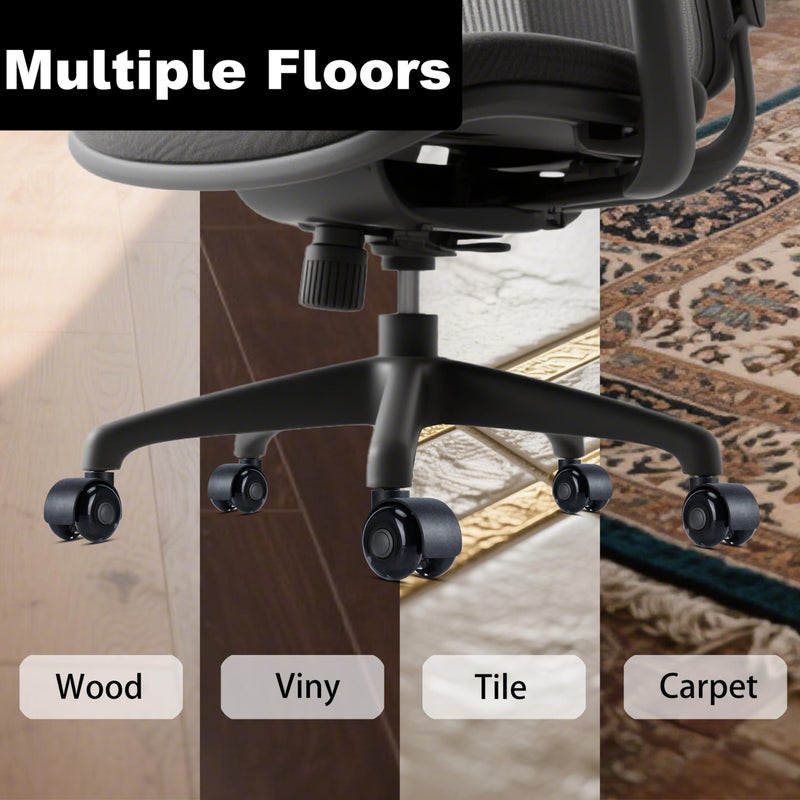 YOOGAA Office Chair Caster Wheels 2"" Stem Dual Wheels Set of 5 Heavy Duty Replacement Mute Rubber Rotating Castor for All Floors Hardwood Tile Carpet Universal Fit for Chairs (2 inch Dual Wheel) - Image 3